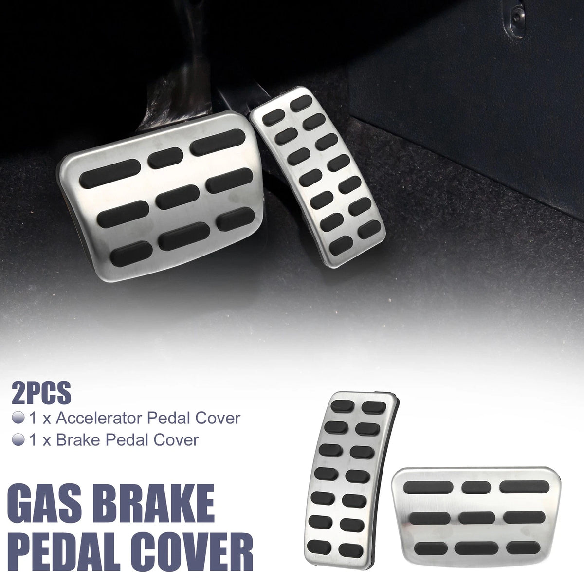 2 Pcs Accelerator and Brake Pedal Cover Set for Hyundai Metal Rubber (—)