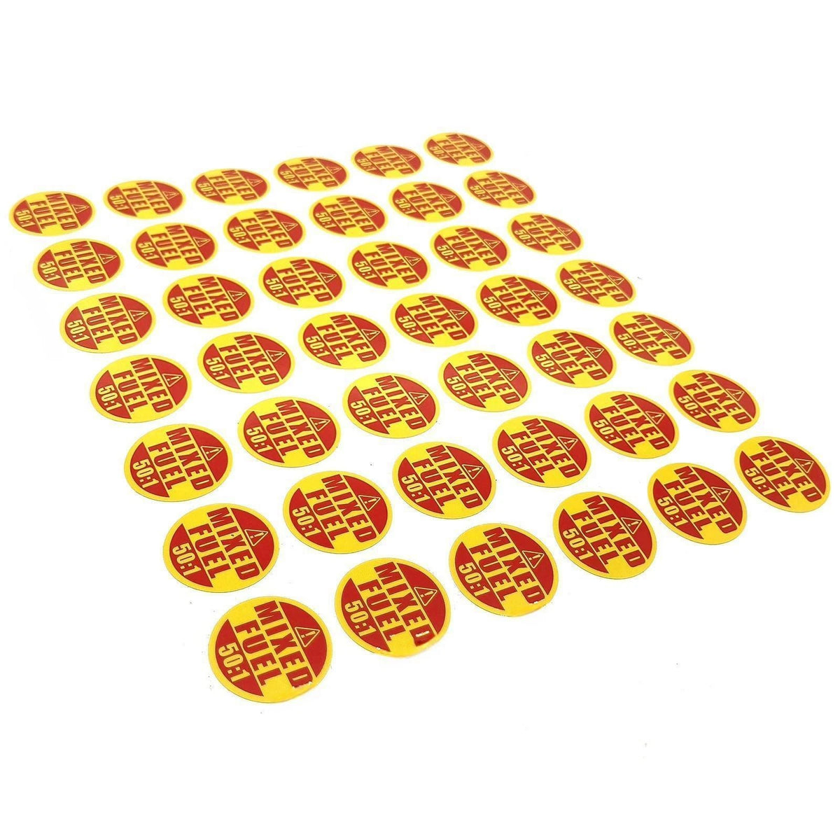 50:1 Mixed Fuel 42 x 1" Round Stickers for Labelling Gas - Powered Tools