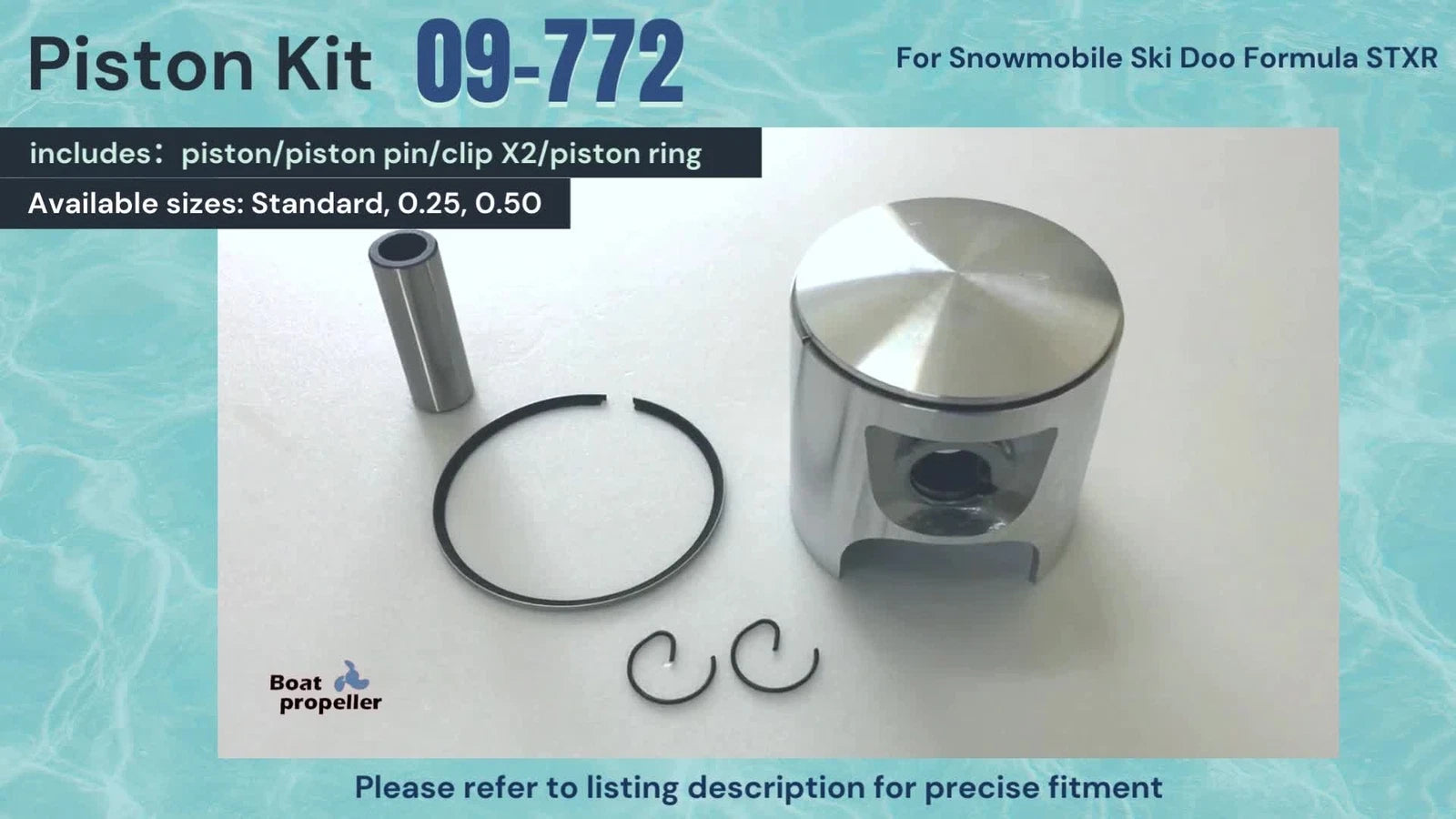 Piston Kit for Ski Doo Formula Summit 583 (STD, 09-772, 420-9958-35)