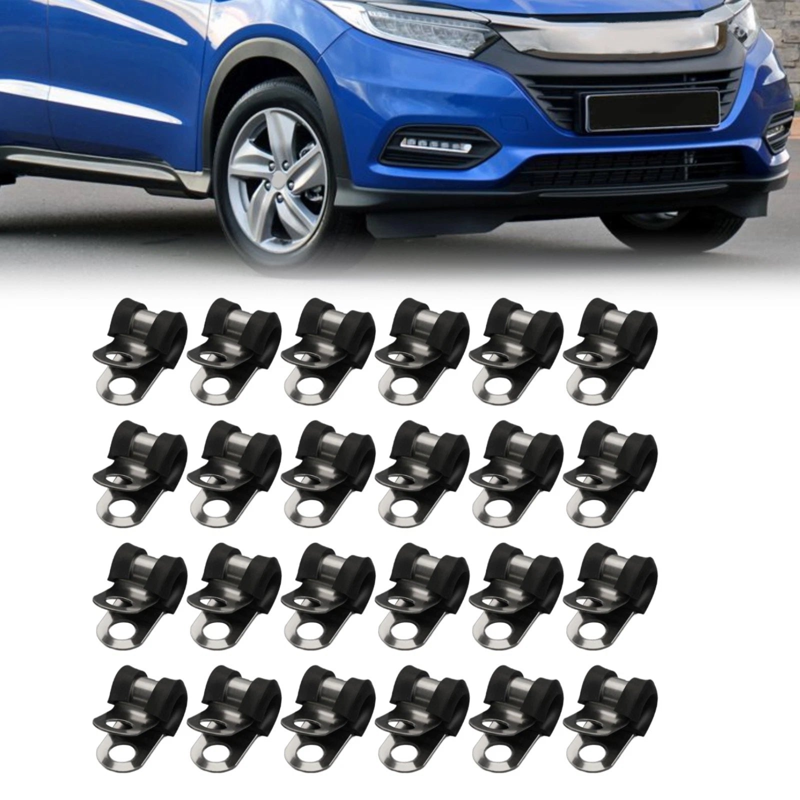 24Pcs Rubber Lined Brake Pipe Tube Clips for