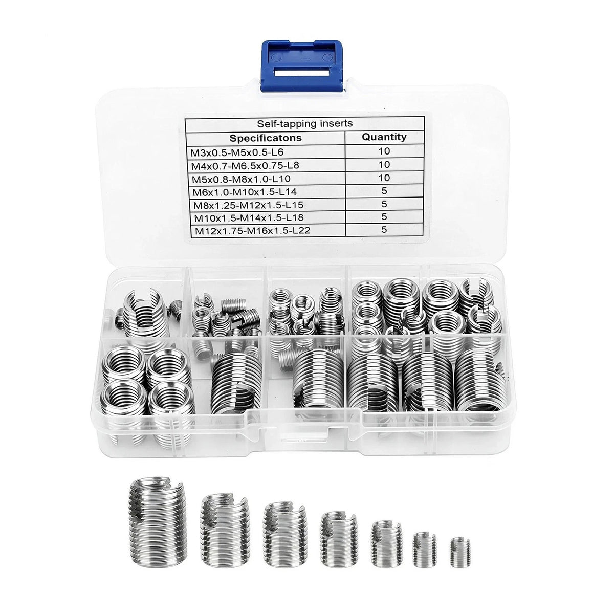 50x Metric Thread Inserts M3-M16 Stainless Steel for Workshop Use
