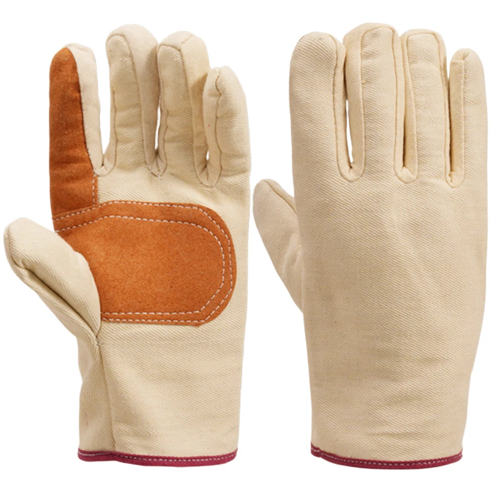 Beige Canvas Work Gloves for Welding and Fabrication