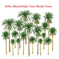 45pcs Mixed Size Coconut Palm Trees for HO N Scale Diorama