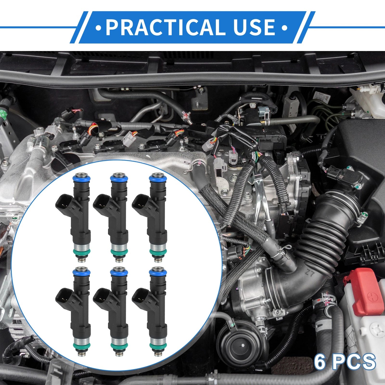 Fuel Injector Replacement for Dodge Ram 1500 2004–2010 3.7L Black 6 Pack
