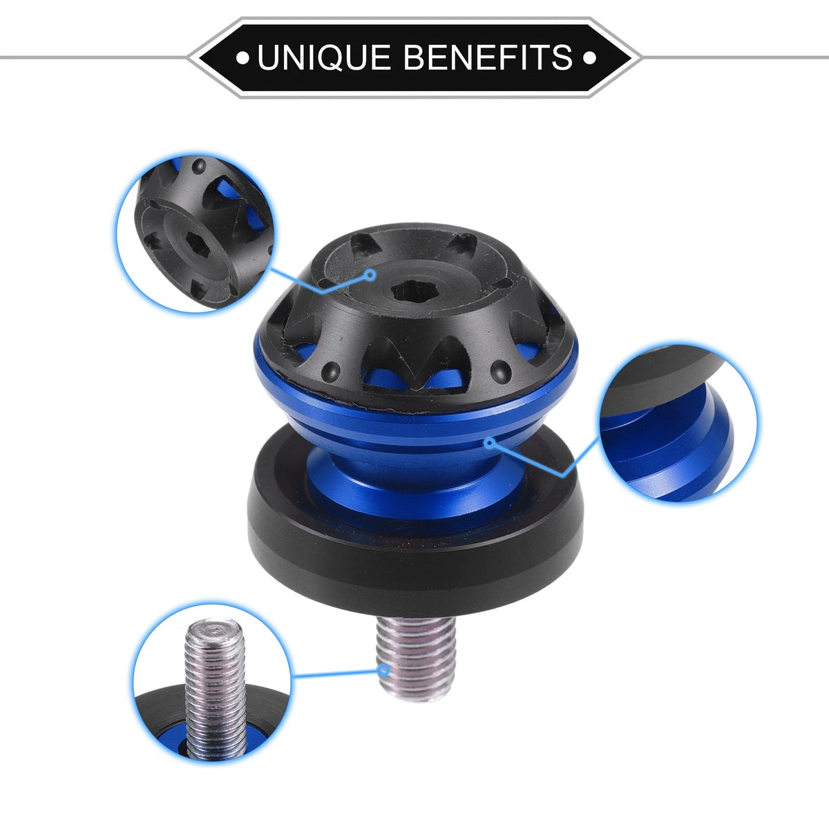 Motorcycle Swingarm Spools 10mm CNC Pair for Bike Stand Blue (Universal)