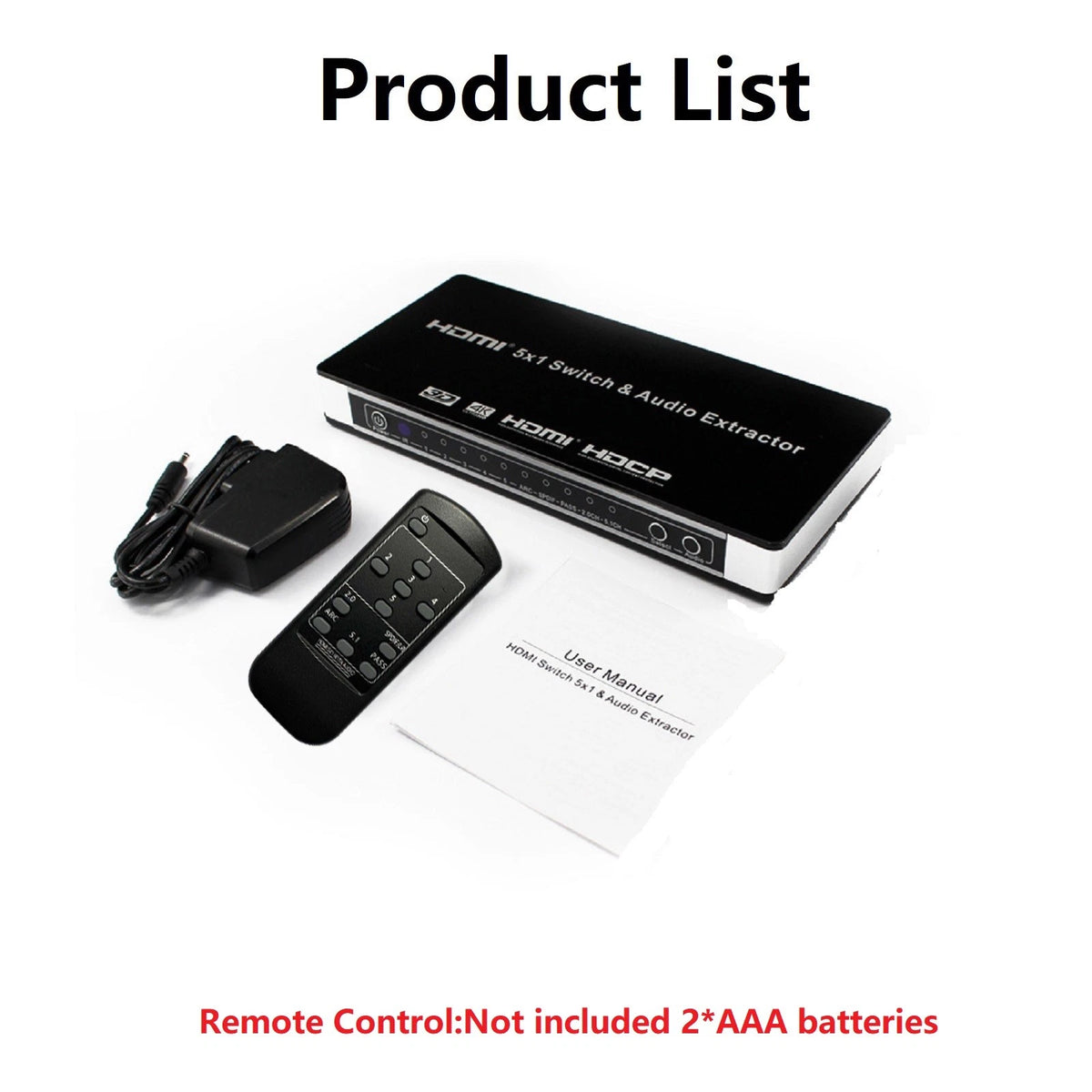 HDMI Switch 5x1 for PS4 PS5 Xbox TV Box (4K 1080P) w/ Remote Control