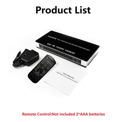 HDMI Switch 5x1 for PS4 PS5 Xbox TV Box (4K 1080P) w/ Remote Control