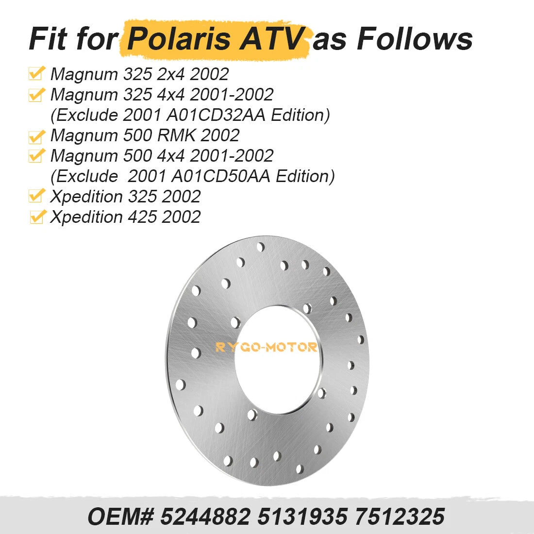 Rear Brake Disc Rotor for Polaris Magnum 325 330 500 Xpedition 325 425 (2001–2006)