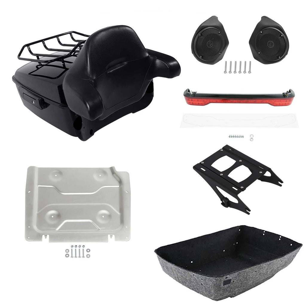 Trunk Backrest Mount Rack Light Speaker Plate for Harley Touring (2014–2026)