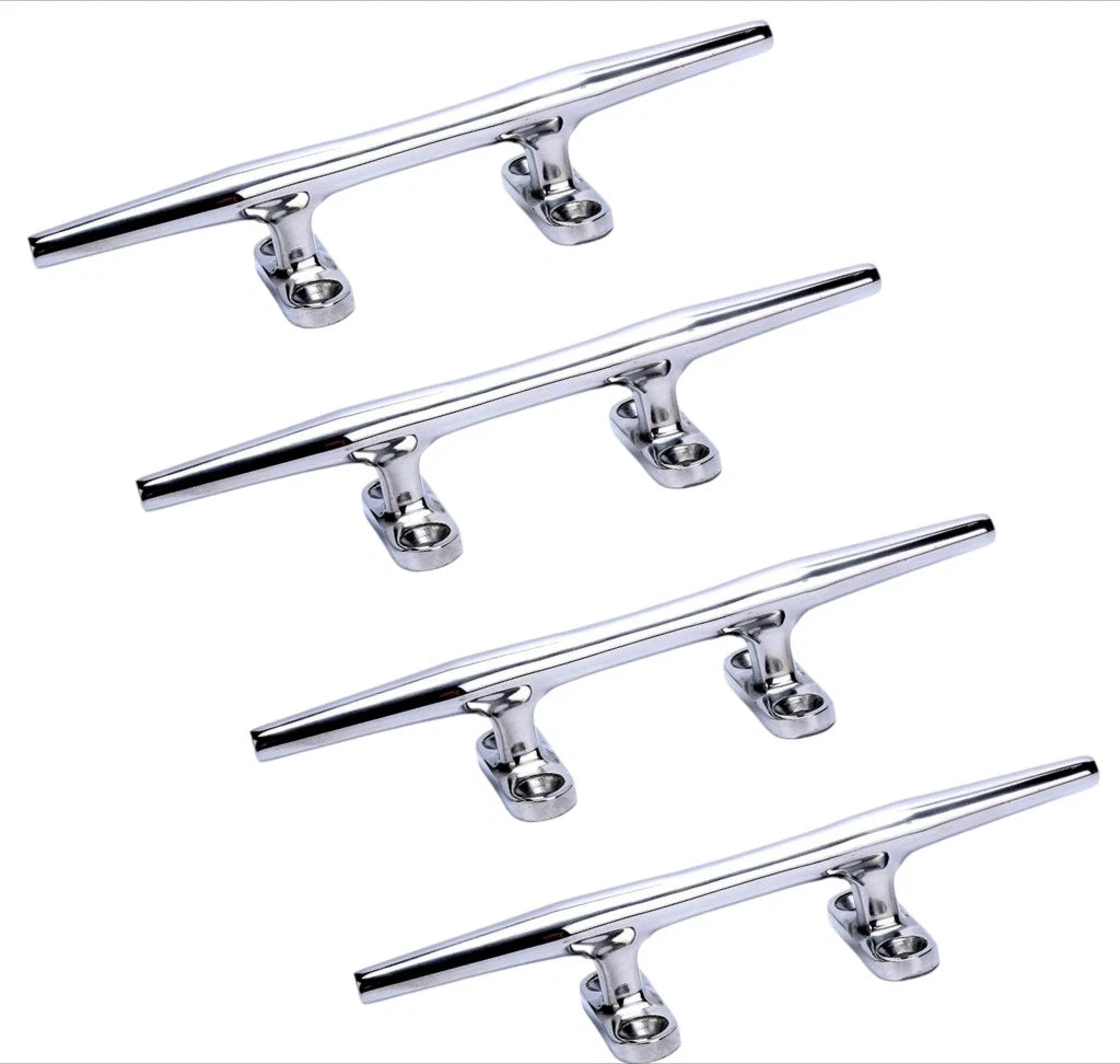 Set of 4 Stainless Steel 6 Inch Rope Cleats for Boat Deck Fittings