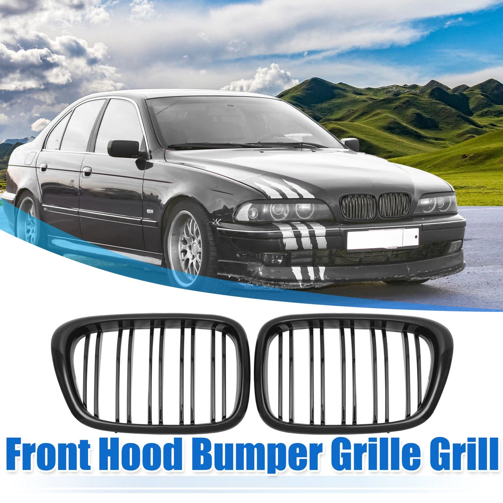 Pair Front Hood Bumper Grille Grill Replacement for BMW 525i 530i E39 (2001–2003)