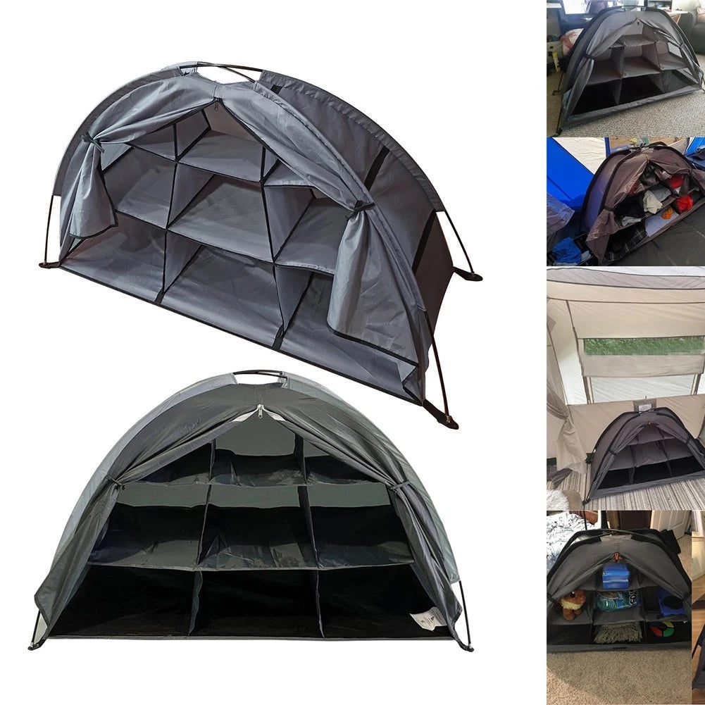 9-Shelf Clothes Organizer for RV Tent Storage Solution