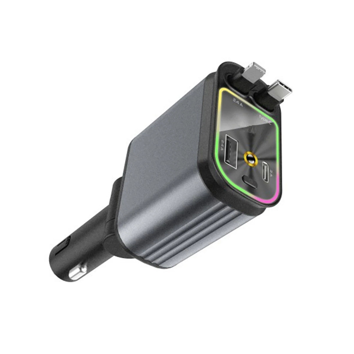 4X Retractable Car Charger for Multiple Devices PD 66W Fast Charging 12-24V