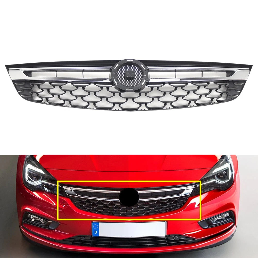 Front Bumper Upper Grille with Chrome Trim for Vauxhall Astra K (2015–2019)
