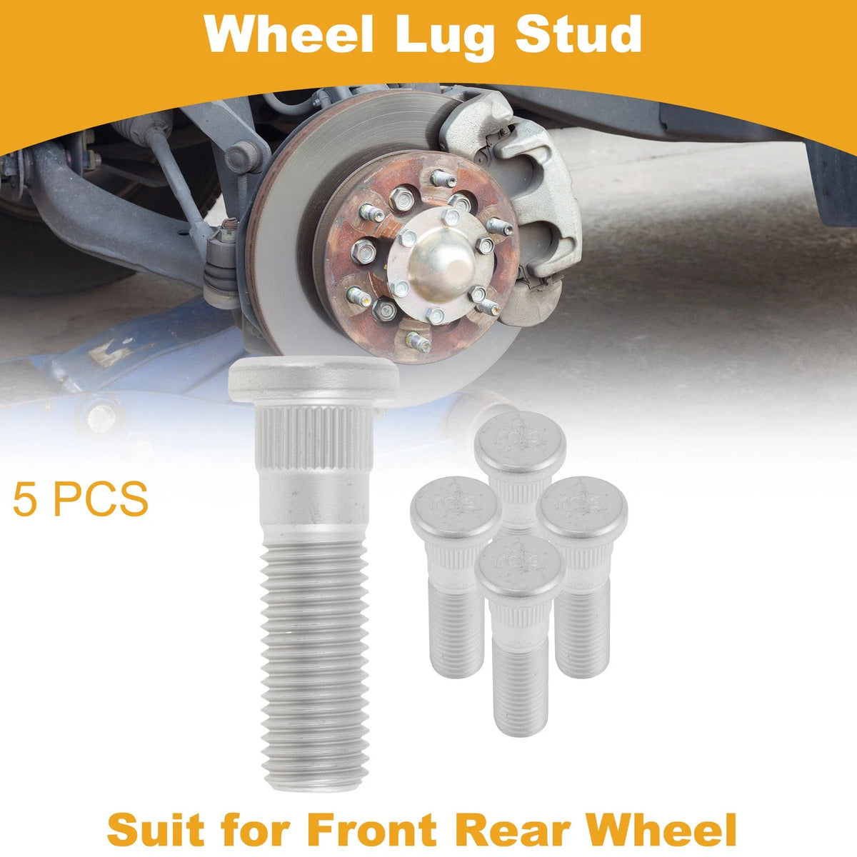 5 pcs M12x1.5 Wheel Lug Stud for Ford Focus (2009–2018) No. 610468 Silver Tone