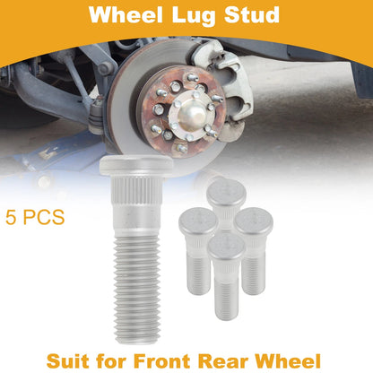 5 pcs M12x1.5 Wheel Lug Stud for Ford Focus (2009–2018) No. 610468 Silver Tone