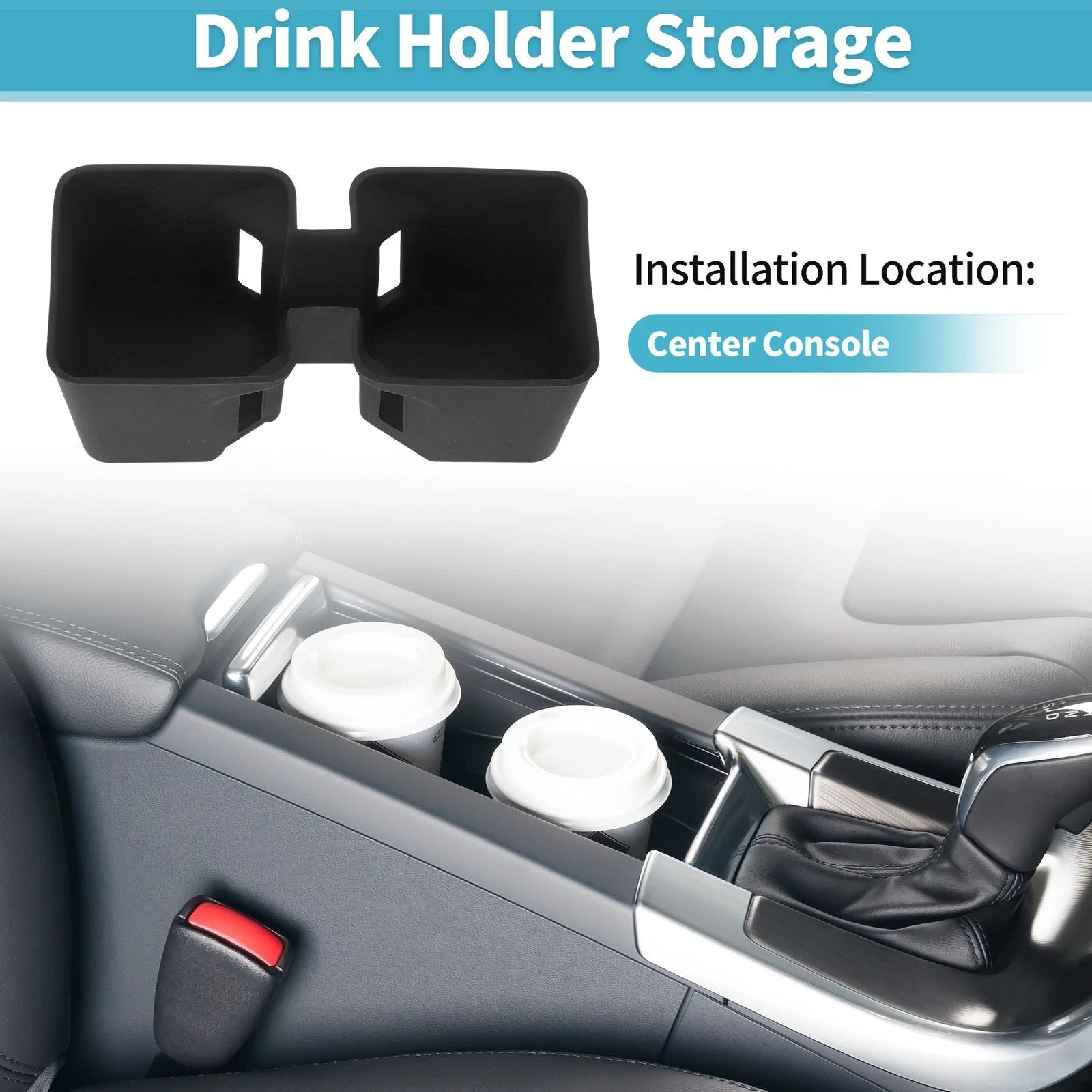Center Console Cup Holder Organizer for Lexus GX550 (2024–2026) ABS Black