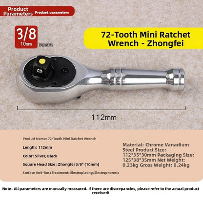 3/8 Ratchet Wrench Quick-release 72-tooth Gear Bidirectional Adjustment