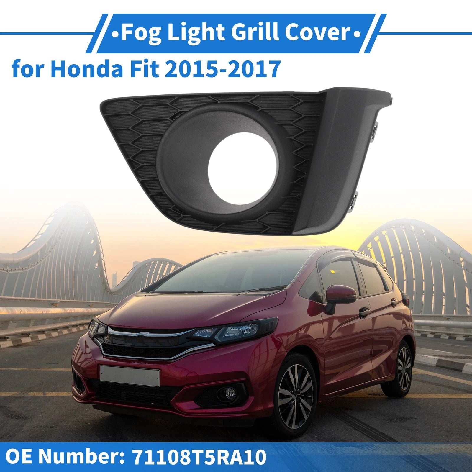 Front Left Fog Light Grill Replacement for Honda Fit 2015–2017