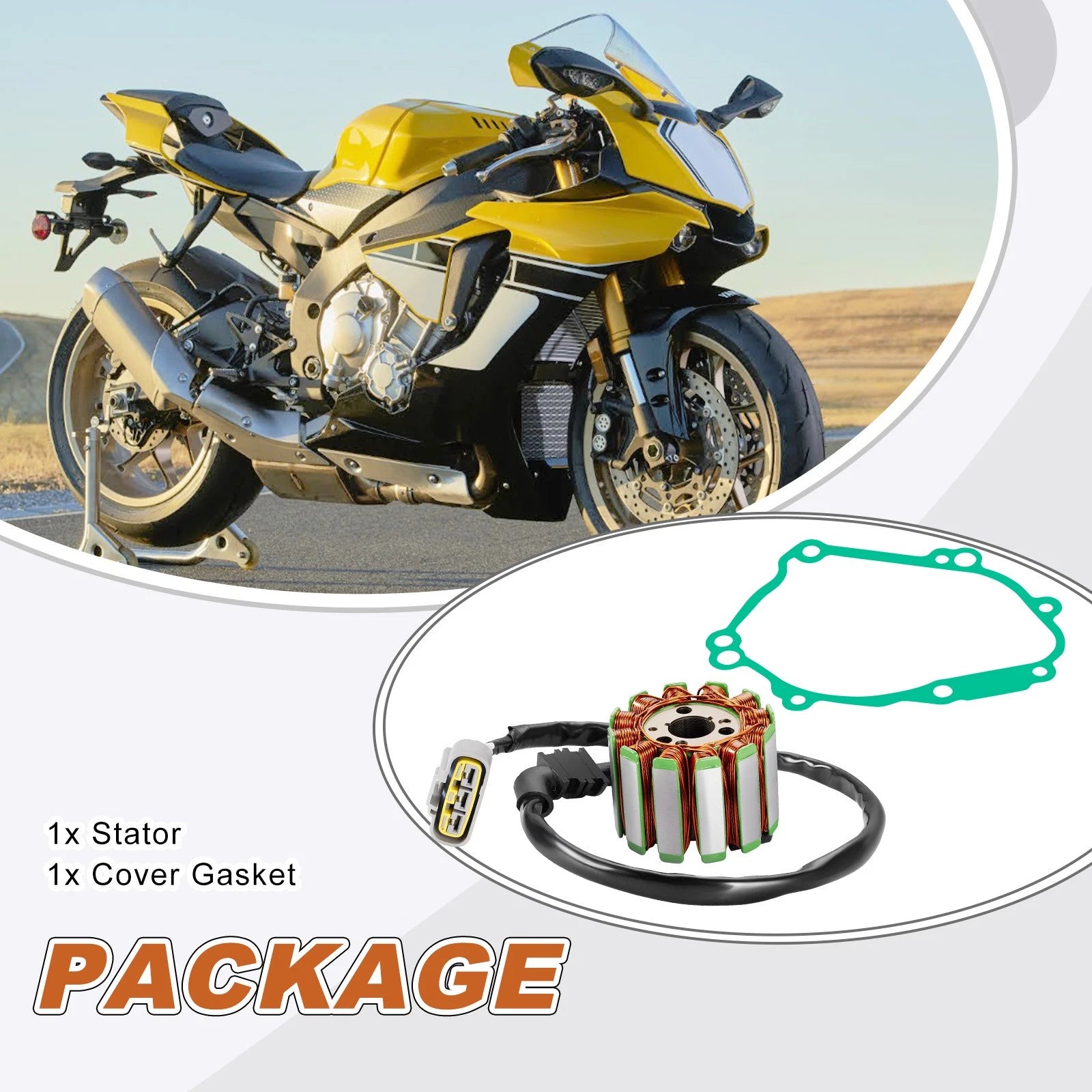 Magneto Stator Cover Gasket Repair Kit for Yamaha YZF-R1 FZ8 FZ1 (2002–2023)