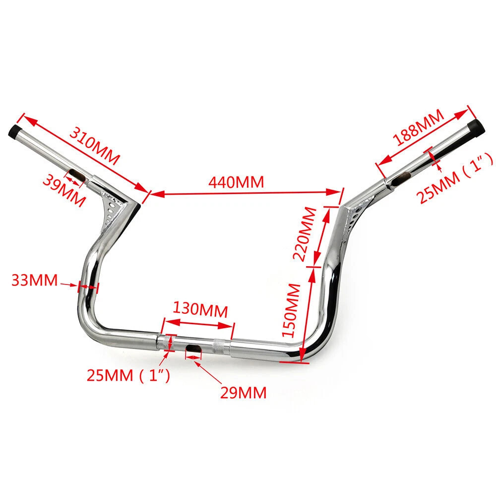 1.25" Handlebar for Harley Touring Batwing Fairing (1986–Present)