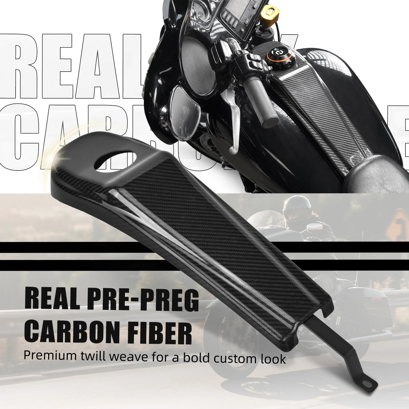 Carbon Fiber Dash Insert Panel w/ Tank Cap Kit for Harley Road Glide (2016–2023)