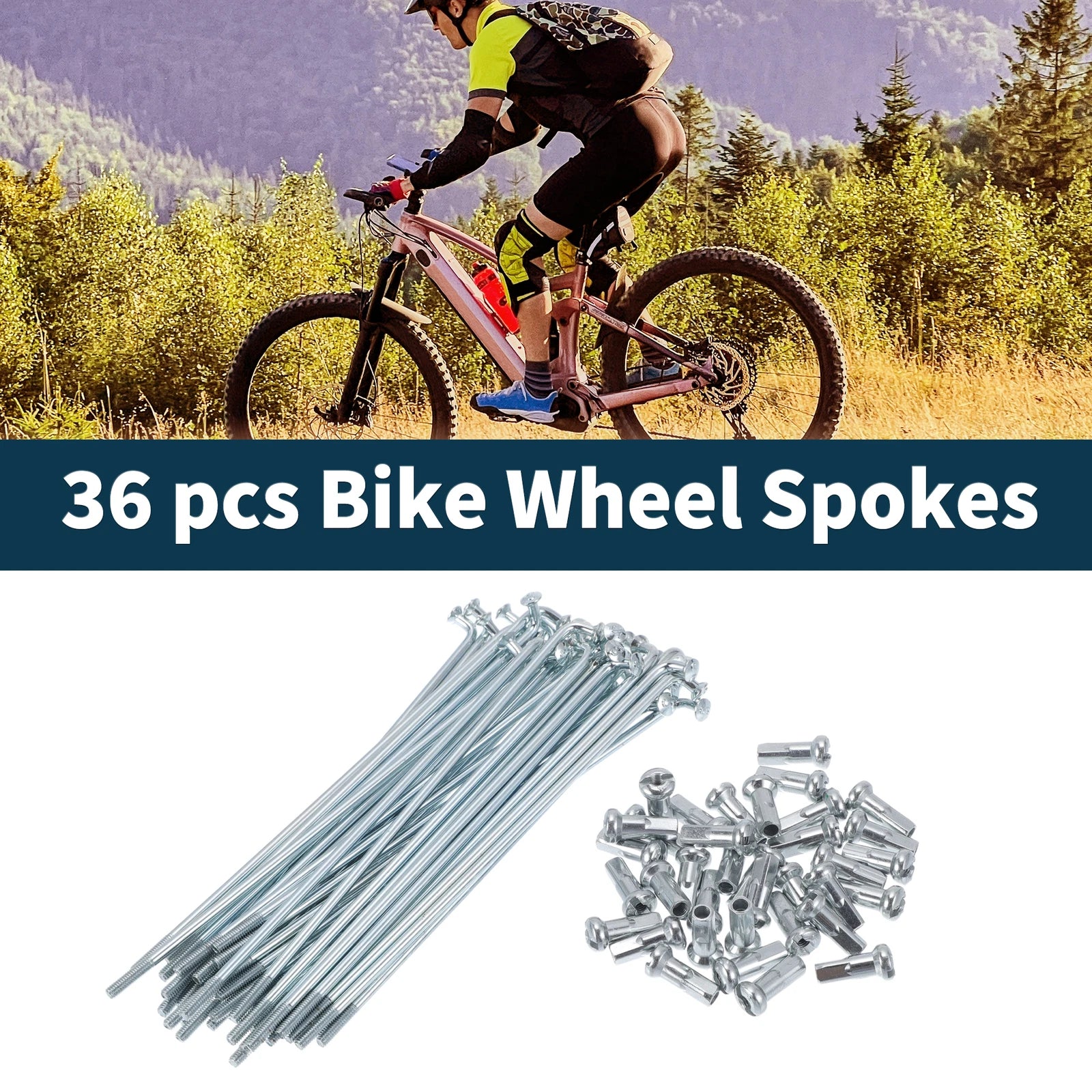 Bicycle Spokes Nipple Set 45 Steel Galvanized Universal for 13G (104mm)