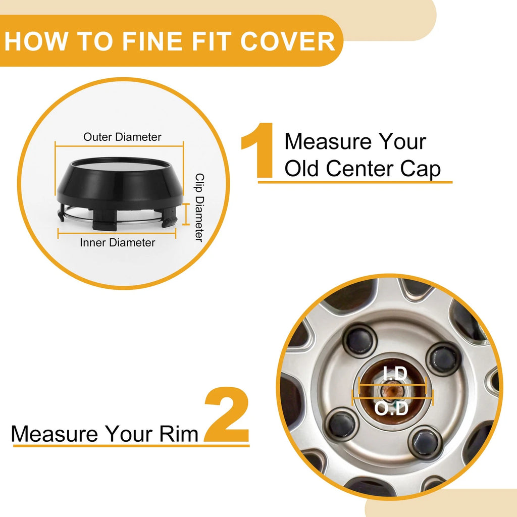 Universal Wheel Hub Center Caps for (60 mm, 2.36" OD)