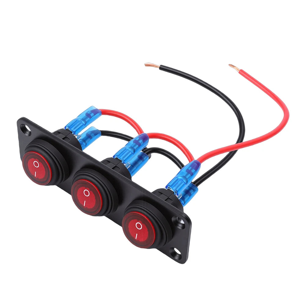 20A 3 Position LED Round Switch Panel for 12V-24V Vehicles