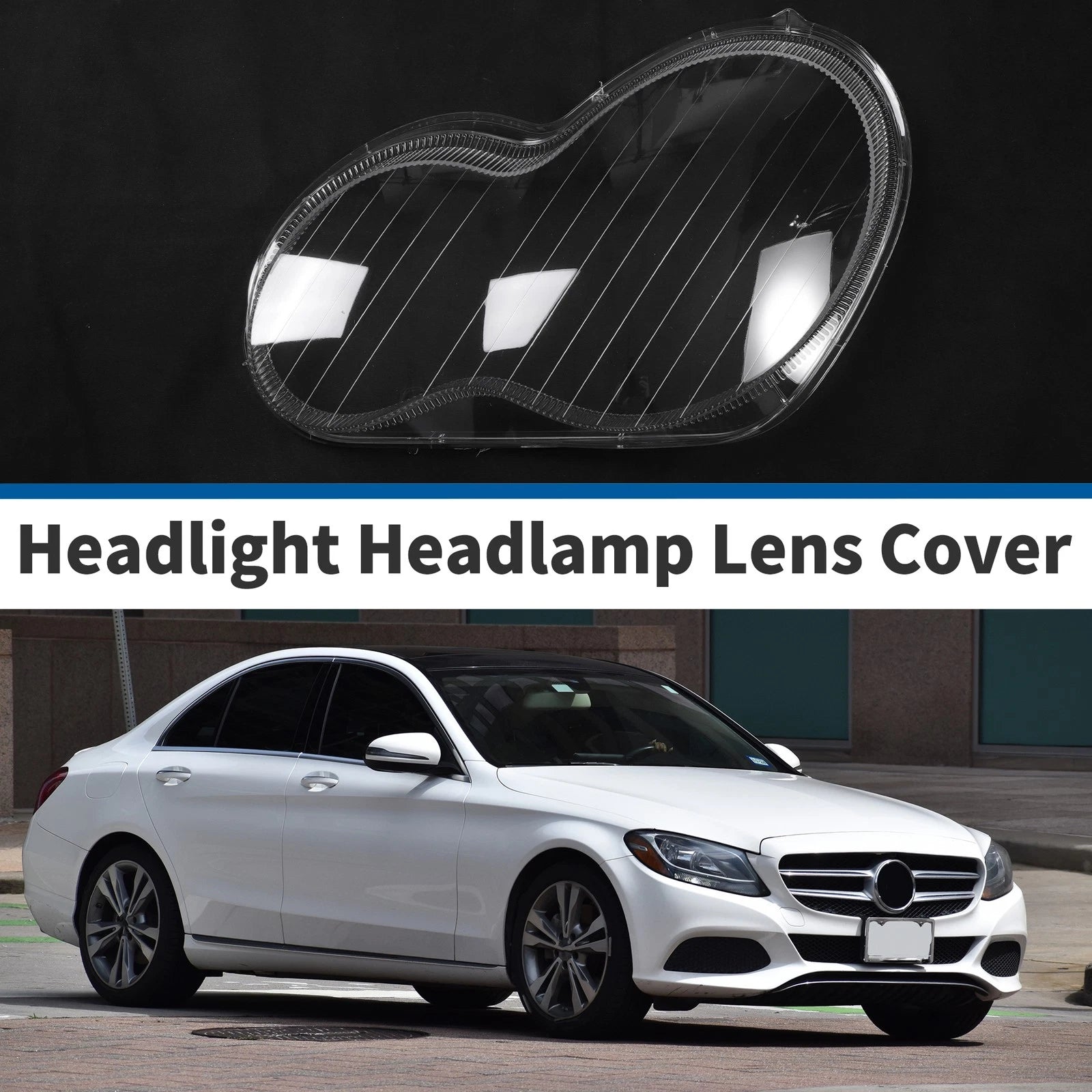 Headlight Lens Cover Front Left for Mercedes-Benz C-Class (2001–2017)