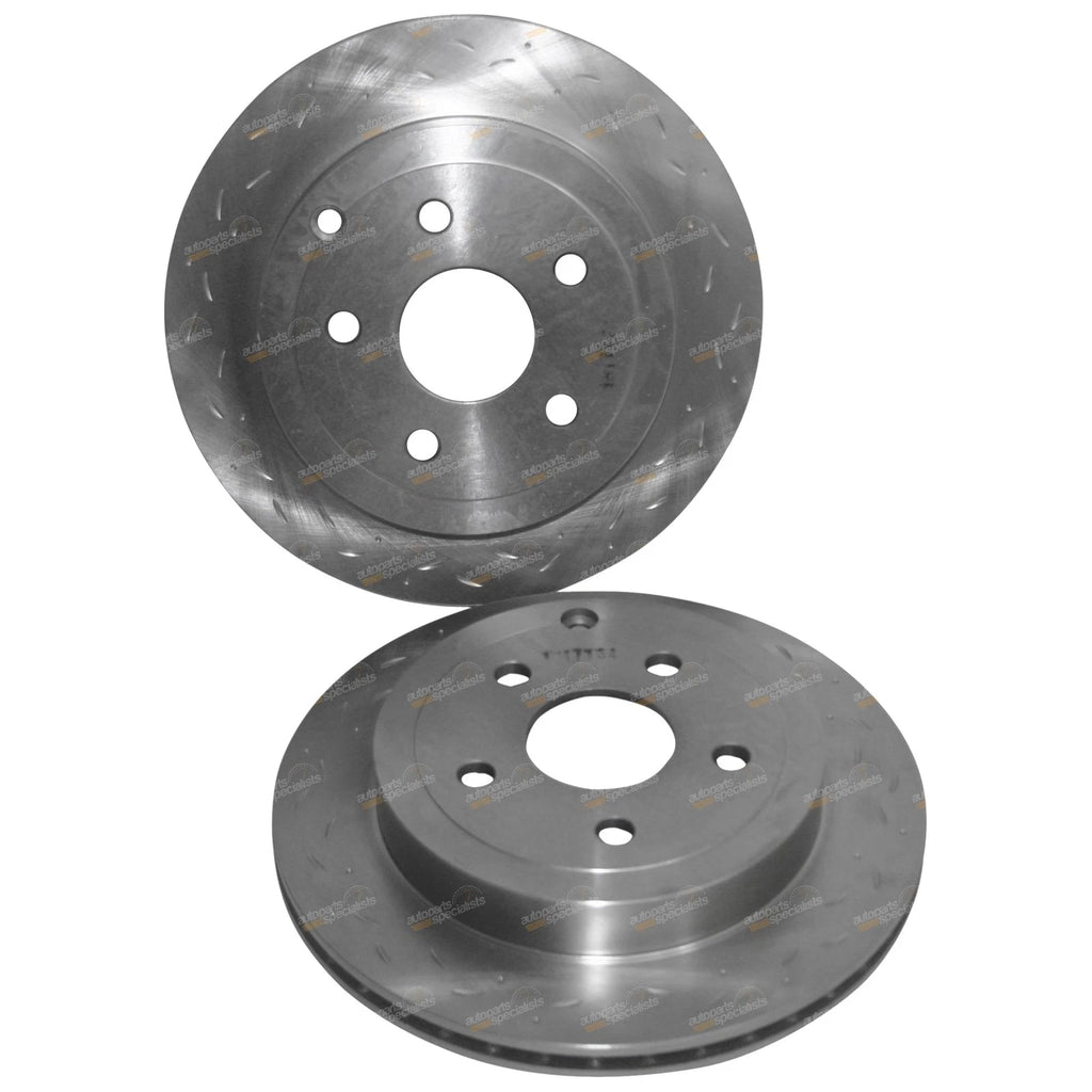 Rear Disc Brake Rotors Slotted Drilled + Bendix GCT Pads for VE VF Commodore (2013–2017)