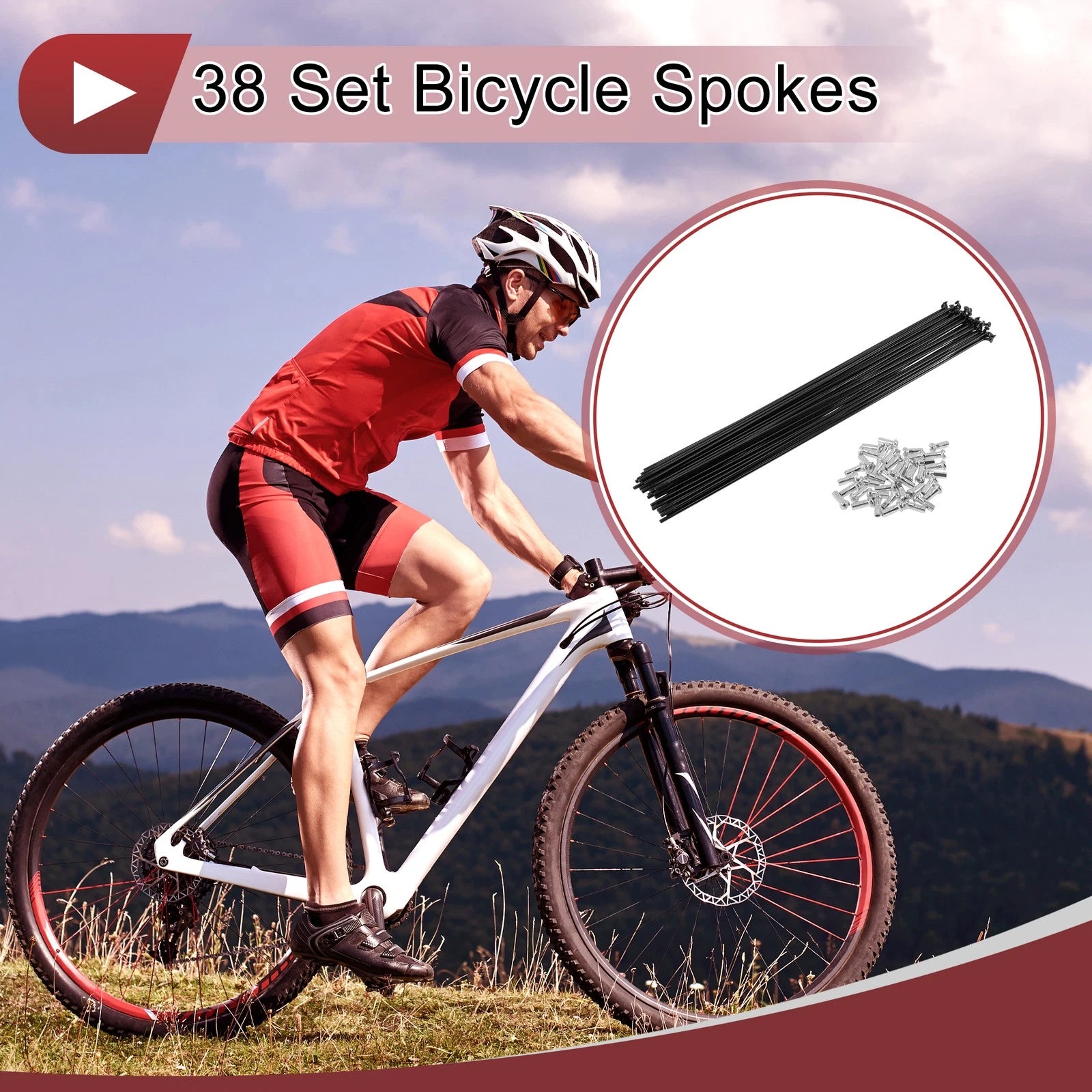 Bicycle Wheel Spokes Set 14G 259mm for Universal Fit (Any Year)