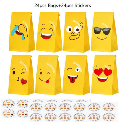 24pcs Colourful Gift Paper Bags with Stickers for Wrapping Gifts