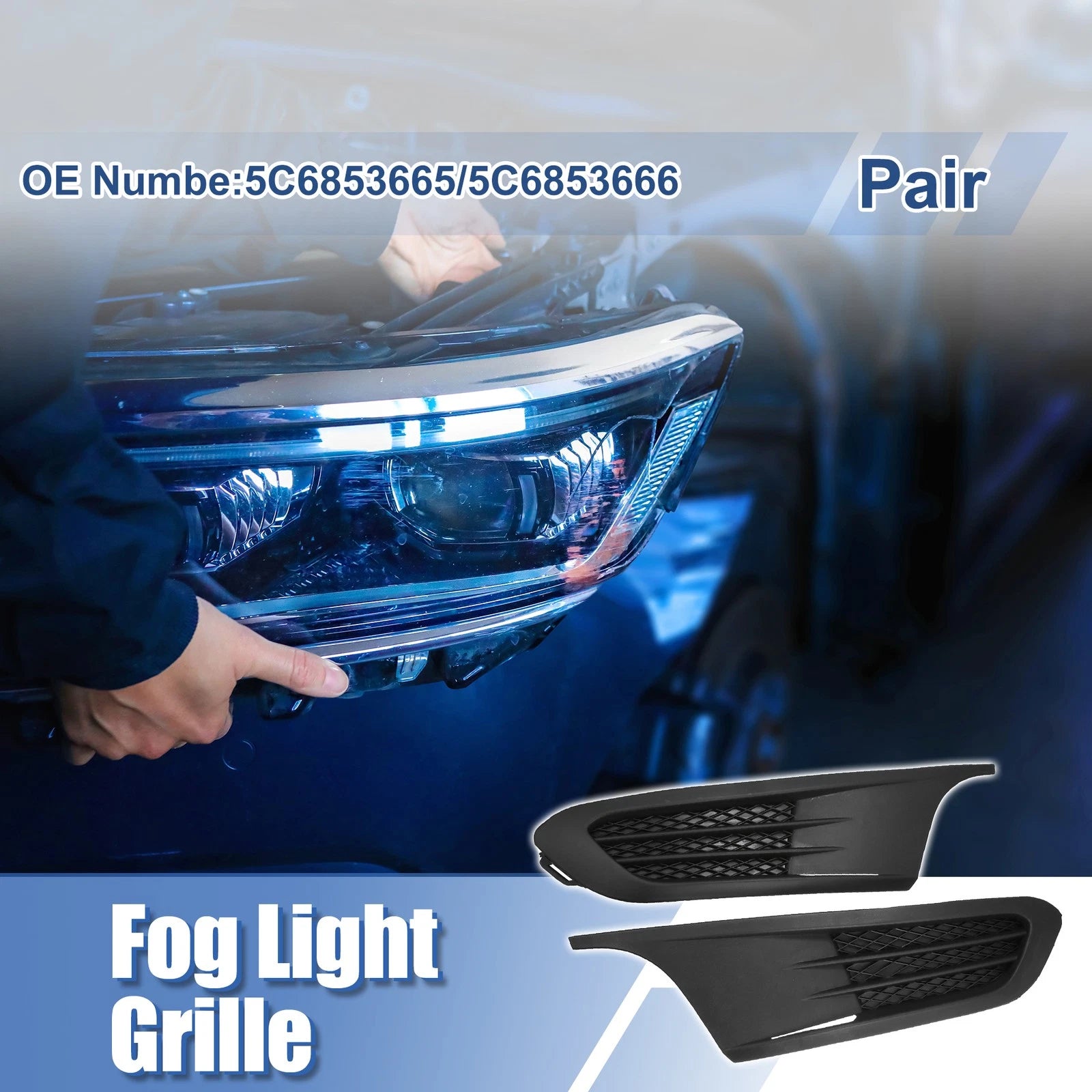Pair Front Fog Light Grille Cover Trim for Volkswagen Jetta (2005–2015)