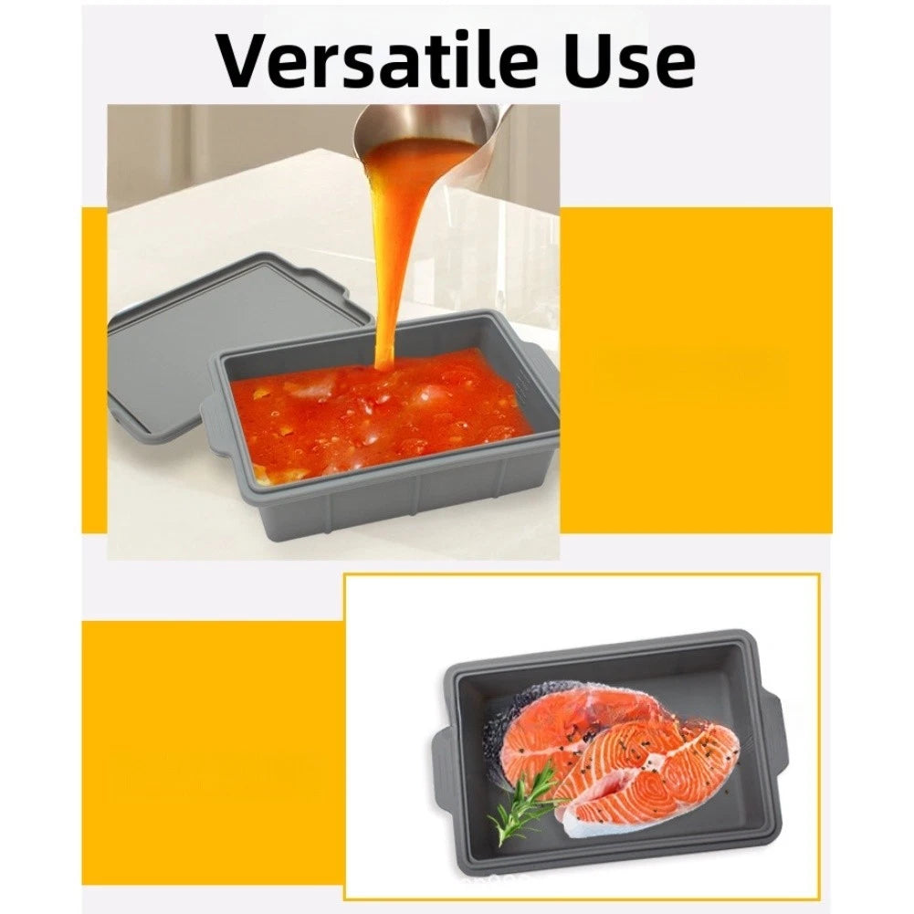Silicone Trays with Lids for Food Storage (21x13x5.4cm)