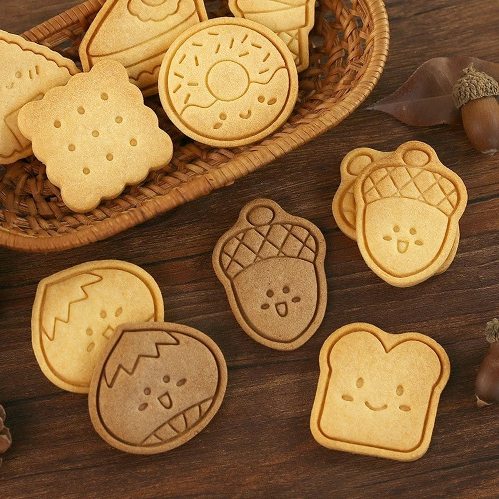 8 Piece Cookie Cutter Set - Cartoon Dessert Shapes for Baking