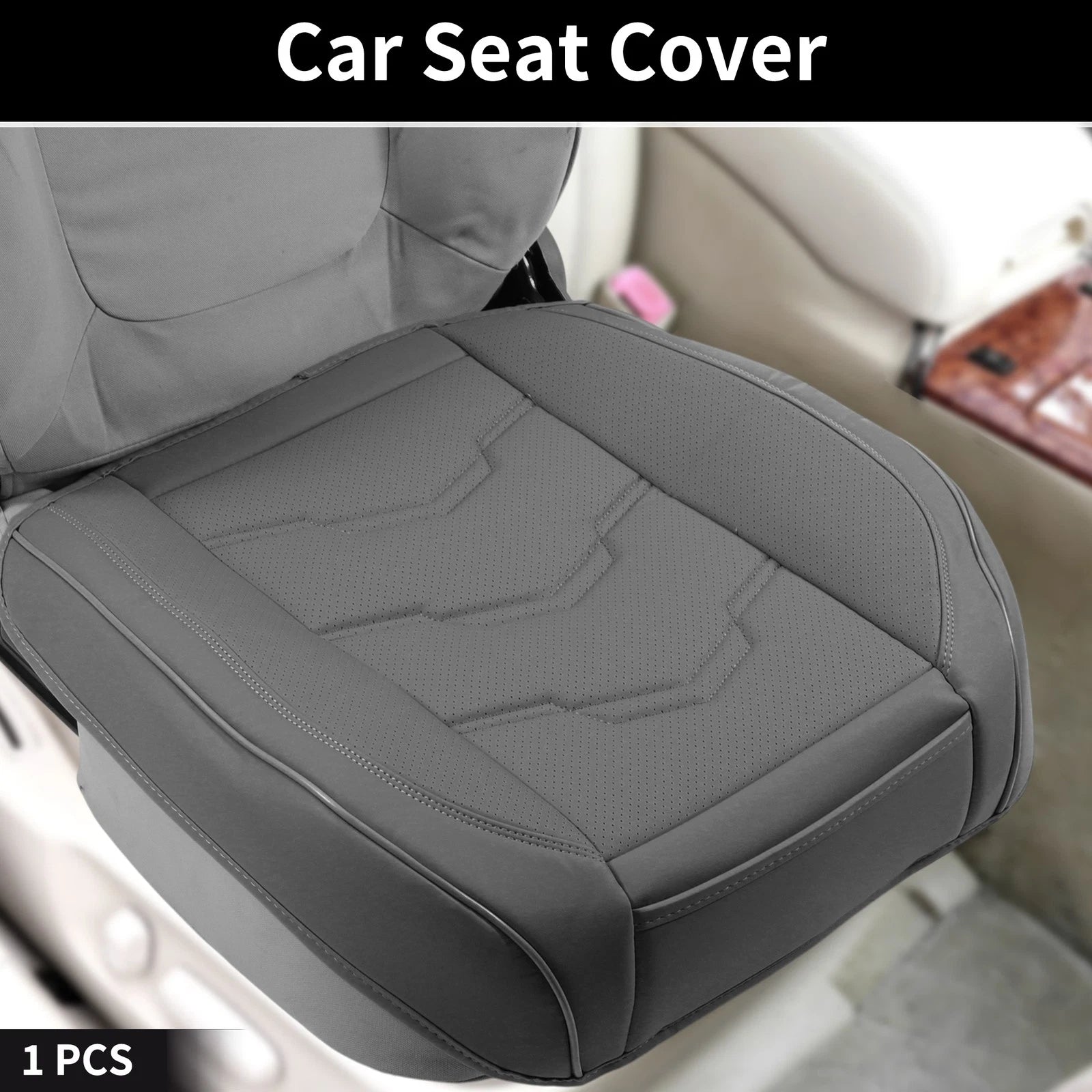 Bottom Seat Pad Cover for Car (Gray Punched Polygon Pattern)