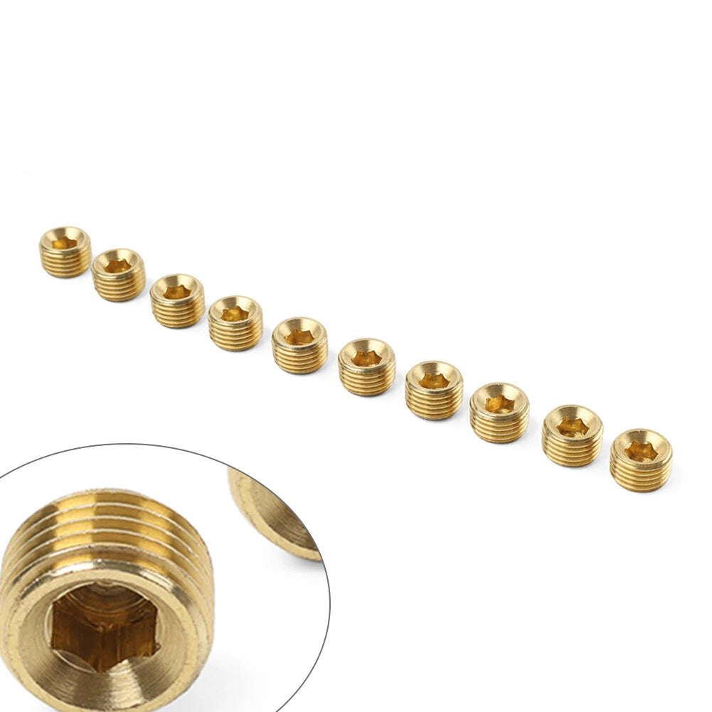 10pcs Brass Pipe Fitting Hex Counter Sunk Plug 1/4 Inch G Male Pipe Adapter