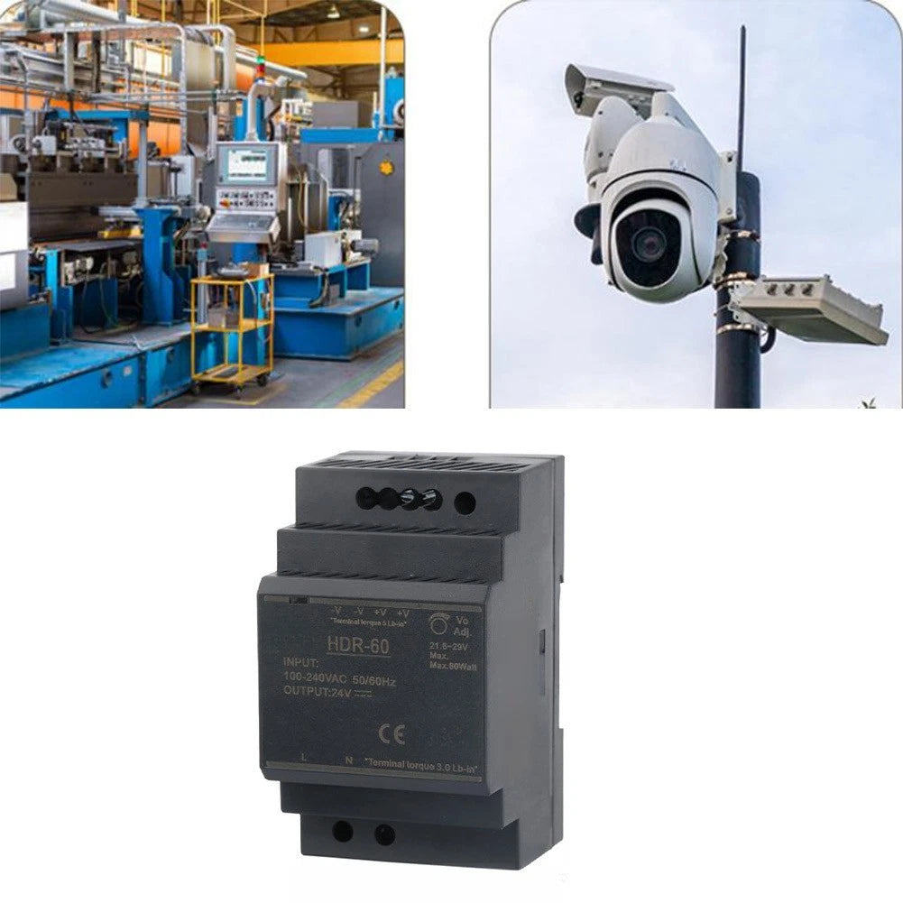 DIN Rail Power Supply with Adjustable Voltage and Overload Protection