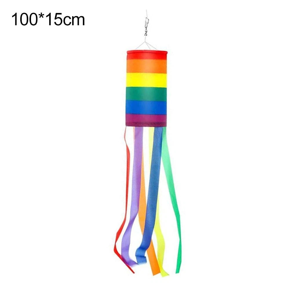 Set of 2 Outdoor Rainbow Wind Direction Flags for Garden Decor