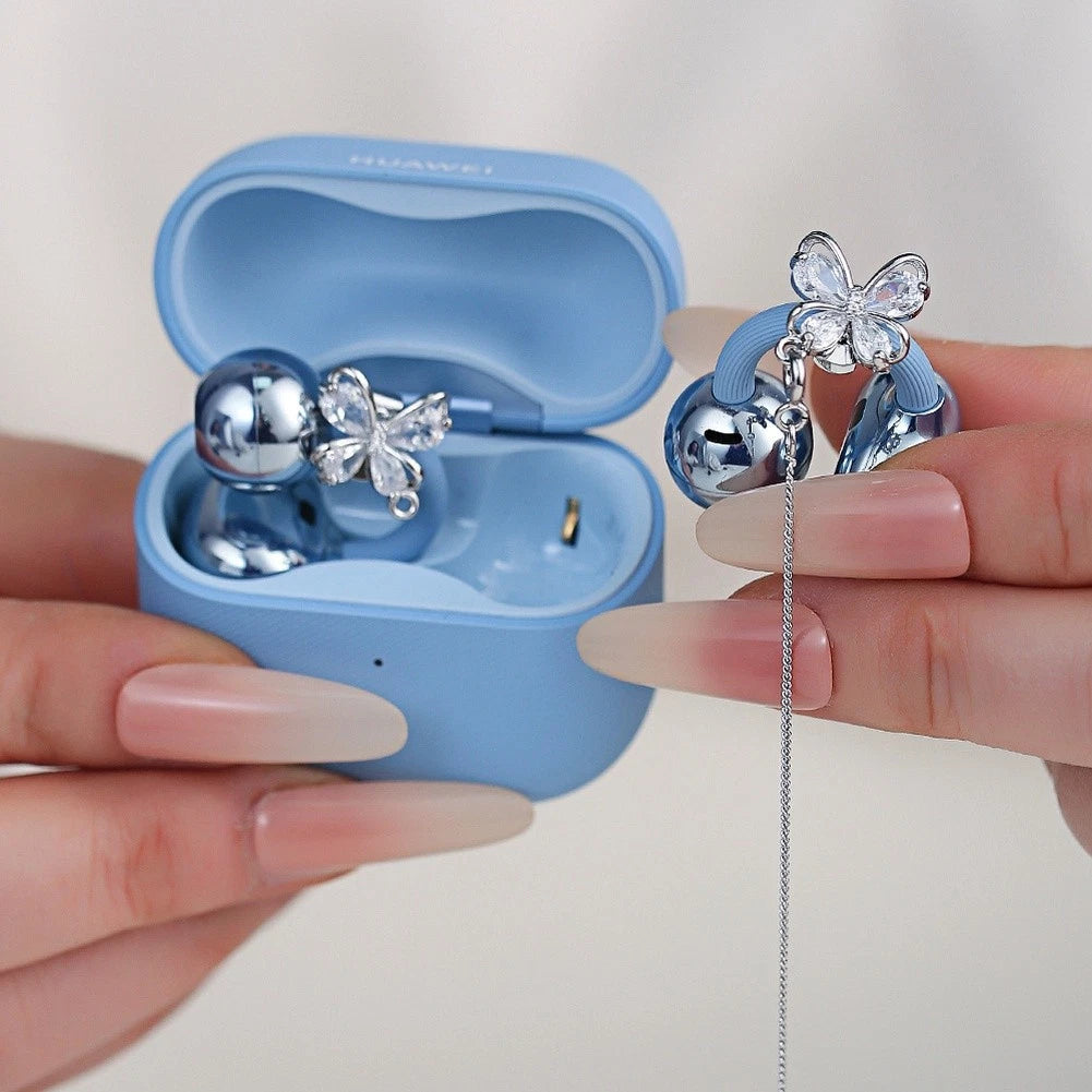 Drop Ear Cuff Light Charm for Open-Ear Earphones (Floral Bowknot Design)