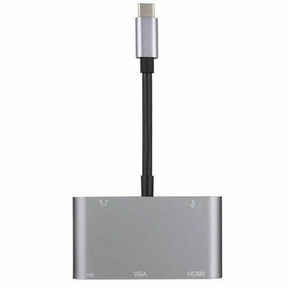 USB-C PD Adapter Hub for HDMI/VGA Devices (4K/1080P)