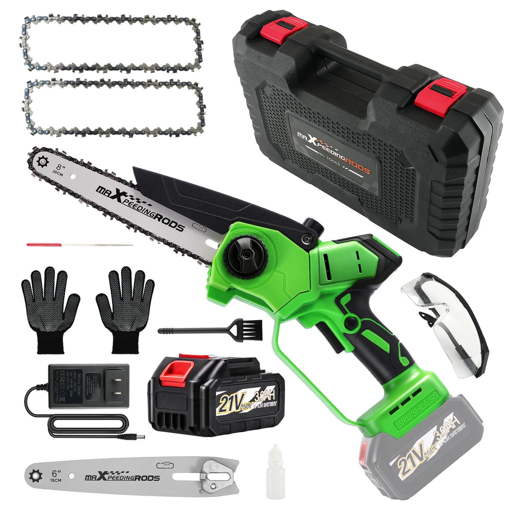 6" & 8" Cordless Mini Chainsaw (1200W) - Brushless Motor, Battery Powered