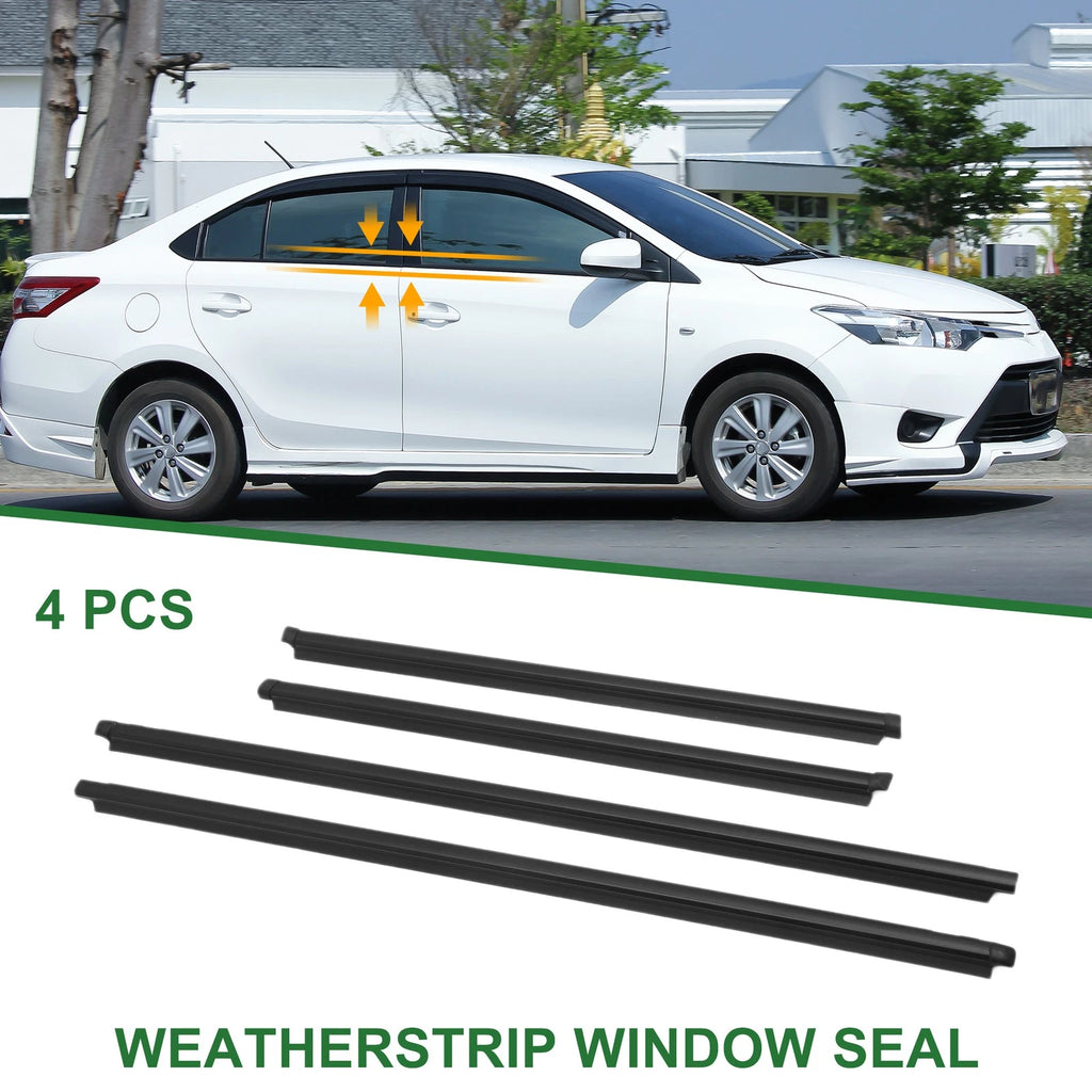 4PCS Window Weatherstrip Seal Replacement for Toyota Vios (2004–2008) Black