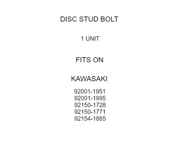 Disc Stud Bolt Replacement for Kawasaki (1961–1963)