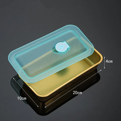 Set of 4 Lightweight Stainless Steel Snack Containers with Silicone Lids