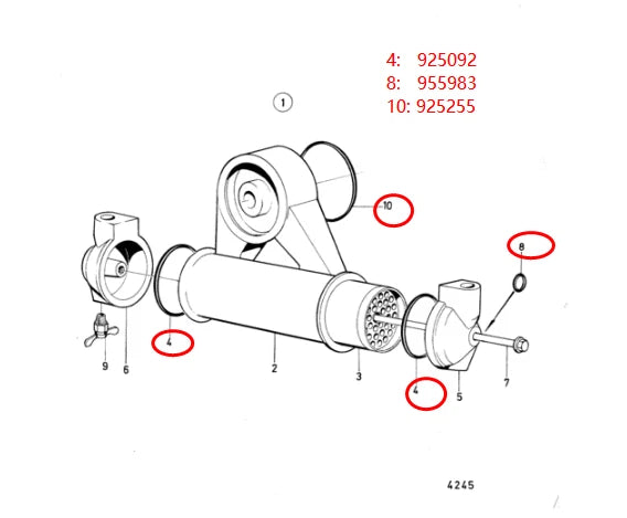 Oil Cooler Seal 925092 for Volvo Penta AQ120-AQ170 (1970–1980) 925255 925983