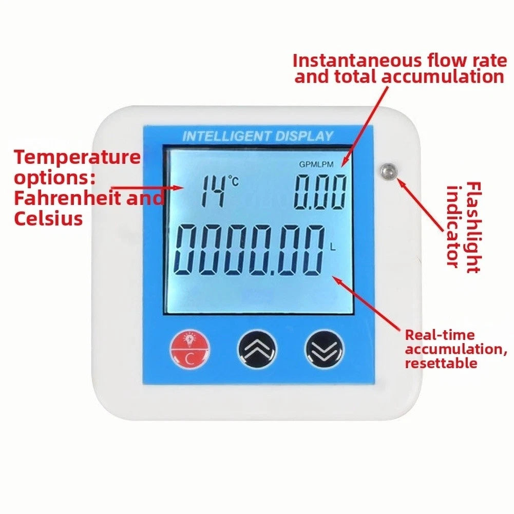 Digital LCD Water and Diesel Flow Meter with Temperature Sensor 4-Point