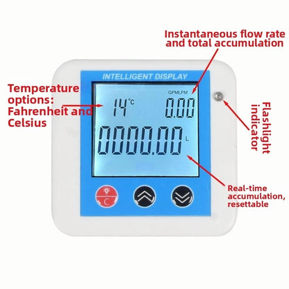 Digital LCD Water and Diesel Flow Meter with Temperature Sensor 4-Point