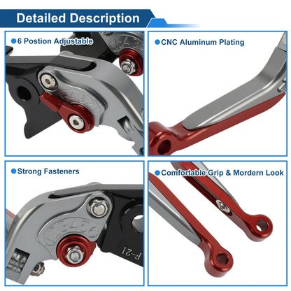Adjustable Brake Clutch Levers for Kawasaki Vulcan S 650 (2015–2023) Titanium Red